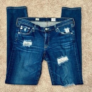ag jeans stilt cigarette jeans distressed medium wash size 30